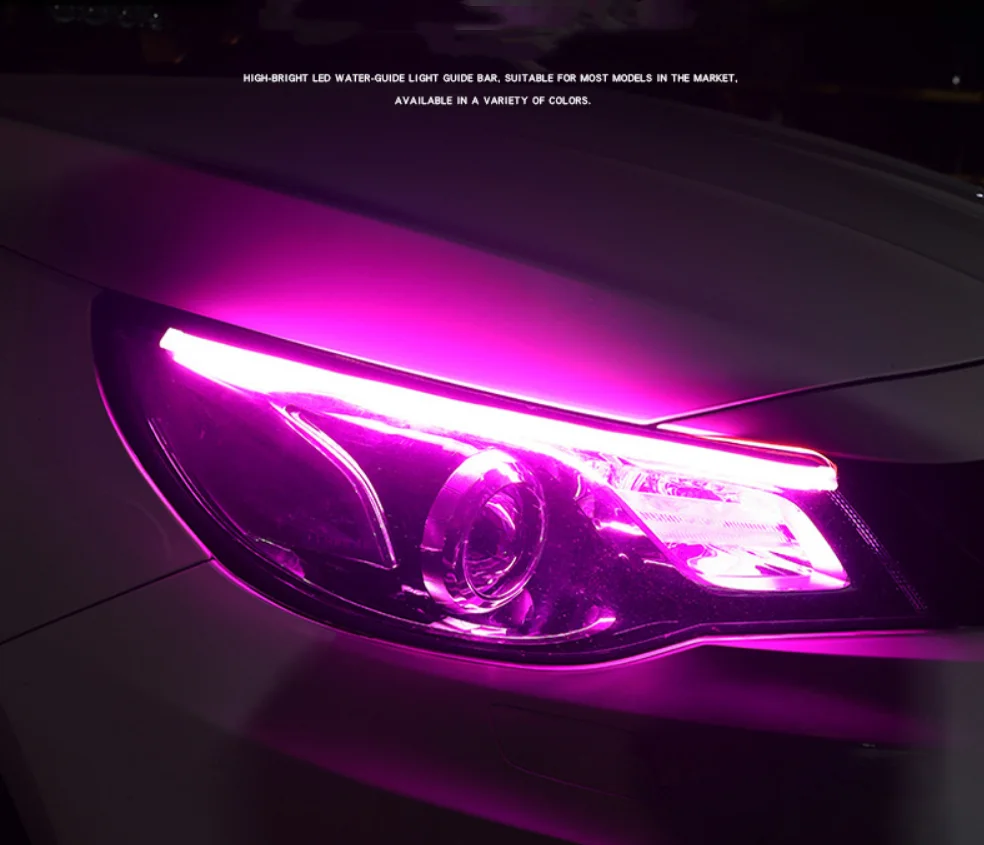 Automobile LED light guide strip ultra thin daytime running light two-color running water strip turn to tear eye lamp headlamp