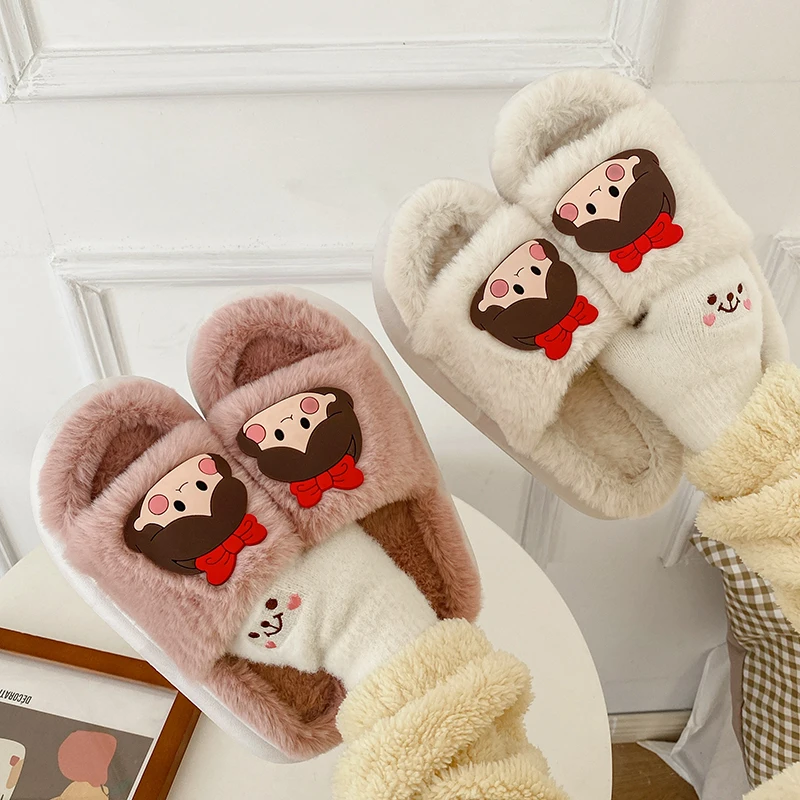 Fluffy Slippers for Women Casual Shoes 2021 Winter New Outdoor Fashion Ladies Flat Shoes Platform Sandals Women Fur Slipper