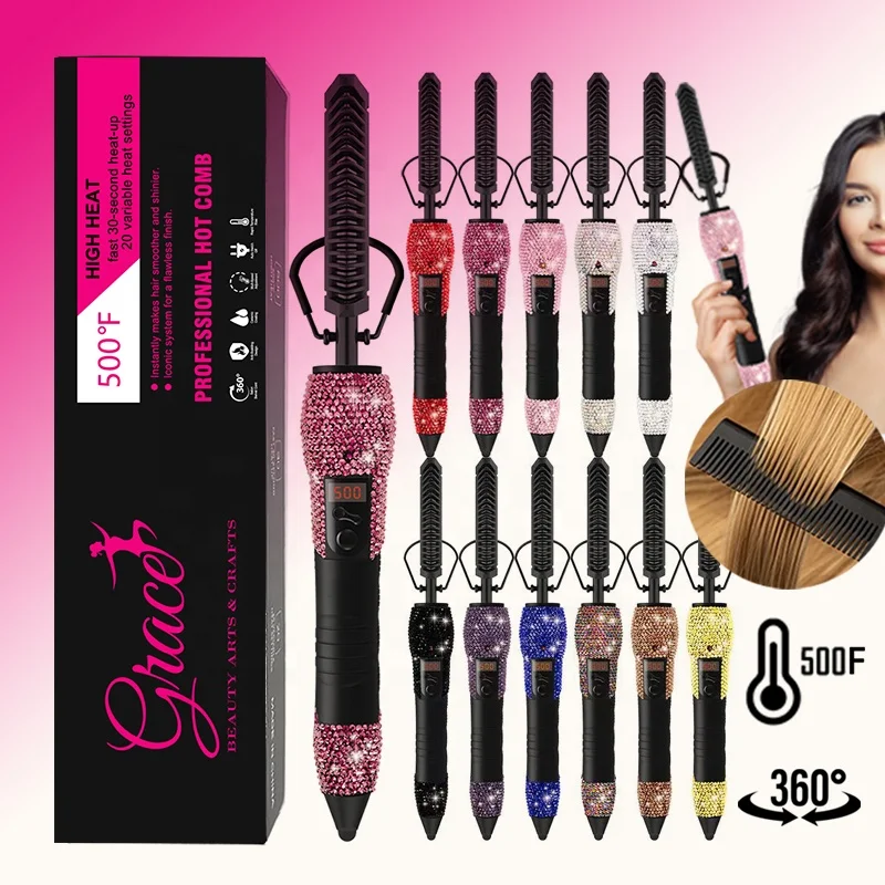 Private label wax stick hair repair serum heat protectant spray curly hair mousse Straightening 500F hot comb hair styling Kit