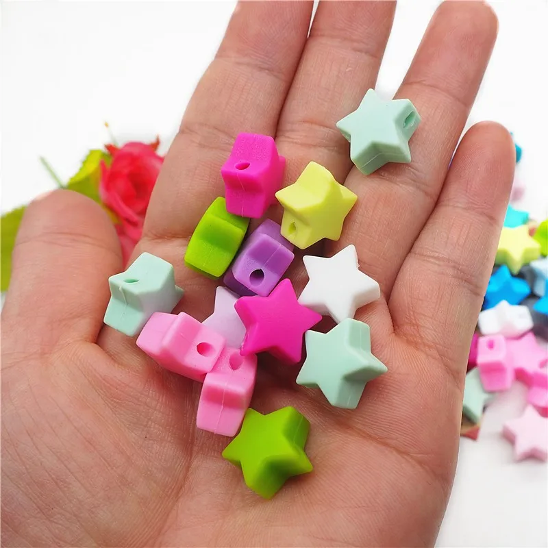 wholesale Custom Bpa Free Food Grade Baby teether Soft star Silicone Bead 15mm