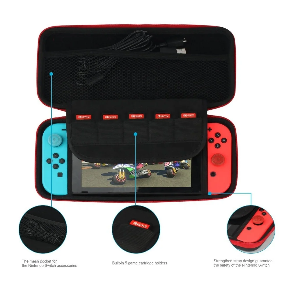 Custom Hard EVA Shell Zipper Pouch for Nintendo Switch Case