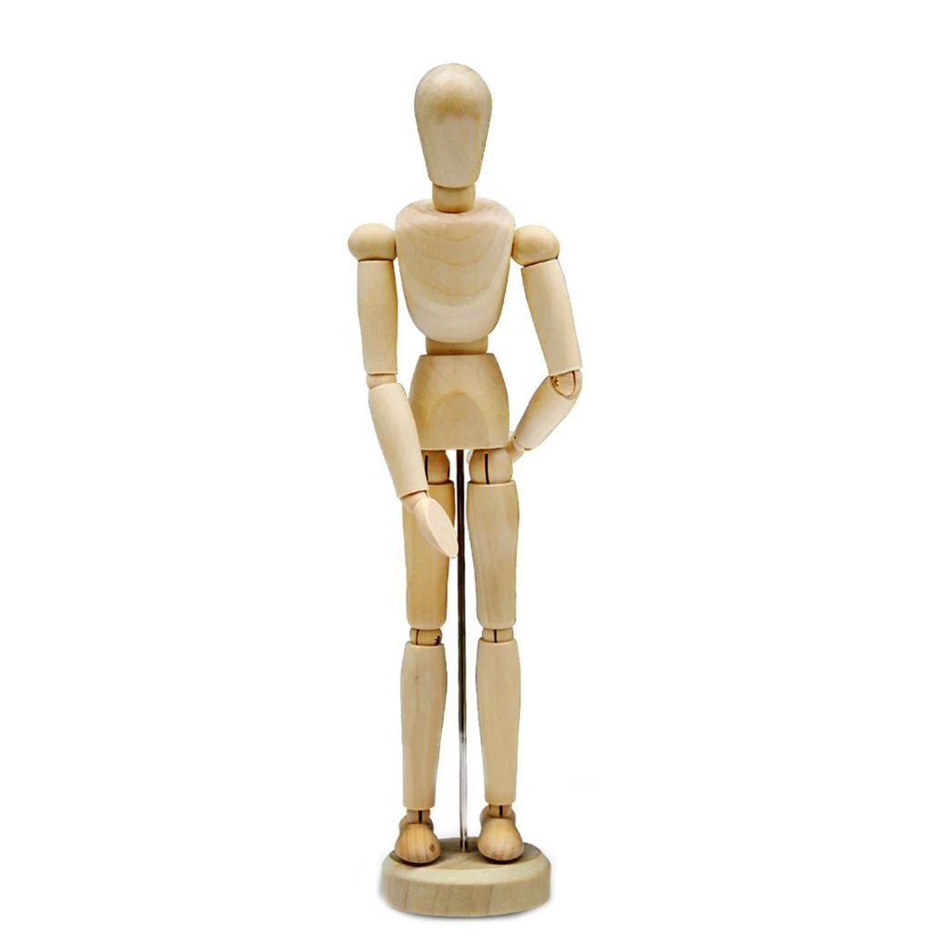 12&8&5.5 Inches Tall Wooden Human Mannequin Movable Limbs Human Artist Wooden Manikin Drawing Mannequin Model(Unisex)
