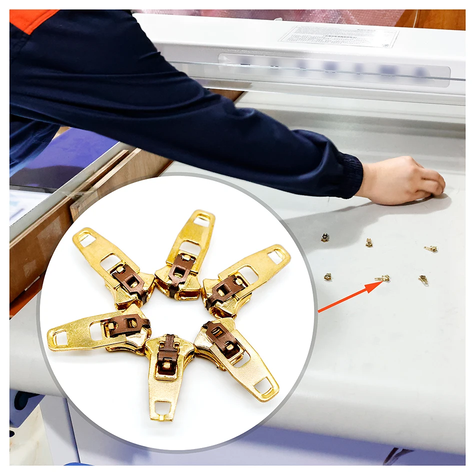 Brass YG slider Pass needle detector test with high quality or low quality Jeans auto-lock Brass YG slider For your choosing