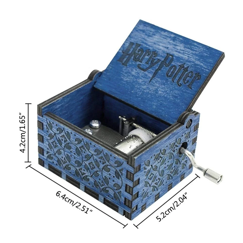 Harry Wooden Potter hand held generator Hand-cranking Hand Cranked Hedwigs Theme Music box