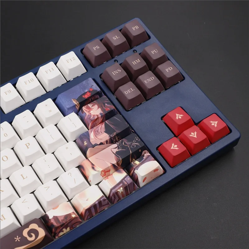 Anime Keycaps Game Genshin Impact Hu Tao Keycaps 135 Keys PBT Keycaps Dye Sublimation Process For MX Mechanical Keyboard