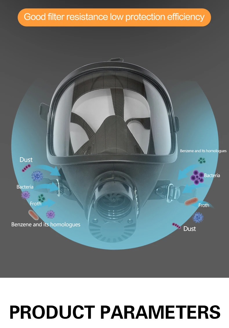 Factory SCBA Smoke Dust Protection Head Worn Mf14 40mm Protection Ch15 Costume Insulating Pvc Gas Mask With Oxygen Tank