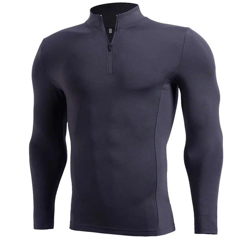 1/4 zipper Men Active Quick Dry Crew Neck T Shirts | Athletic Running Gym Workout long Sleeve Tee Tops