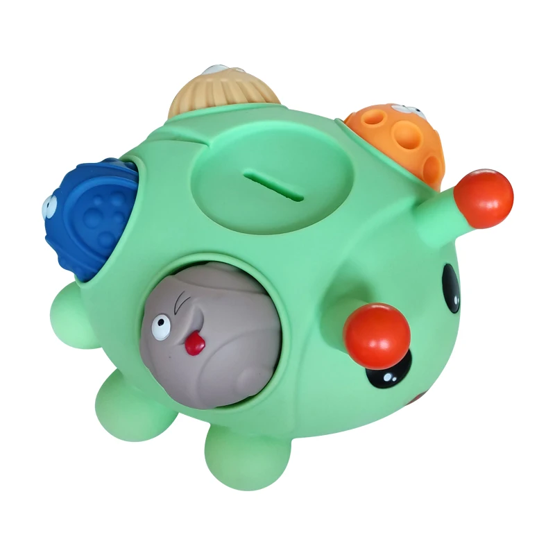 Soft Glue Insects Ladybug Shape Money Saving Piggy Bank Coin Bank with Squeeze Sense Ball for children kids