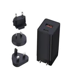 2024 Gan pd 65w ac dc adapter 5v/9v/12v/15v/20v type c laptop charger multiple ports fast wall charger eu uk plug