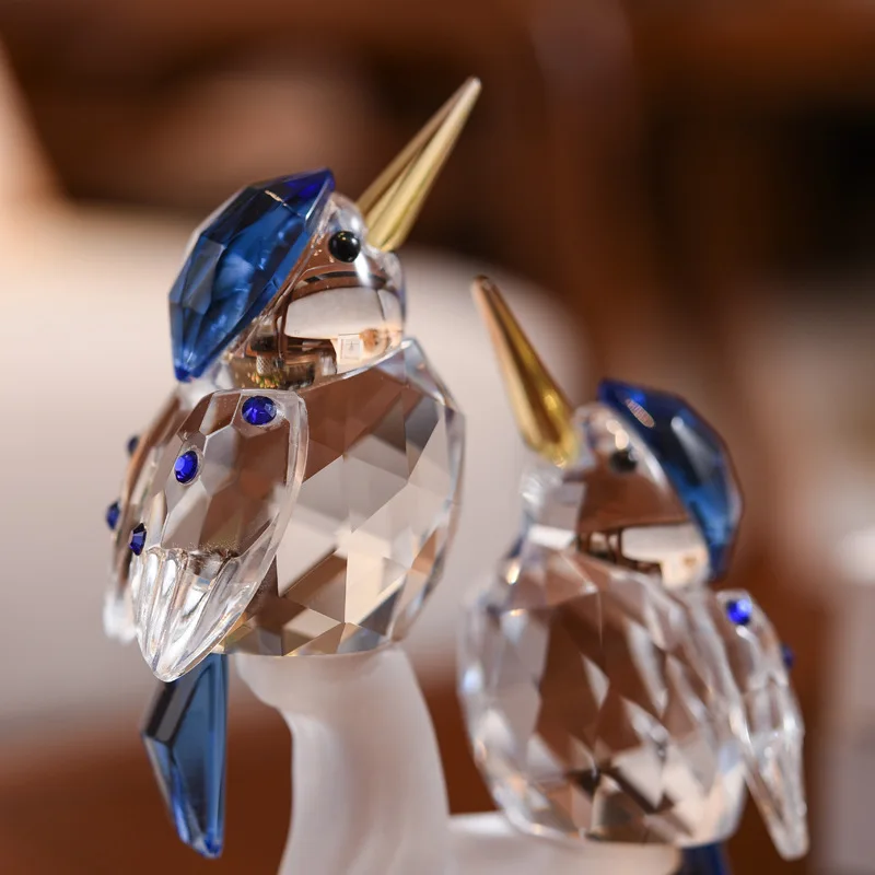 Crystal Kingfisher wedding gift Hotel living room TV wine cabinet soft decoration crystal arts and crafts decoration