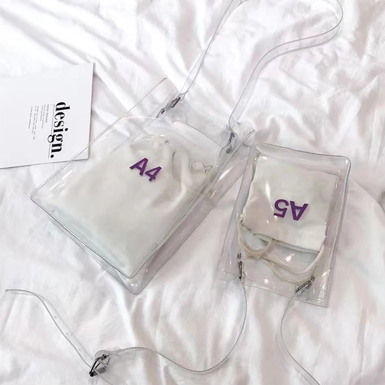 Wide shoulder strap transparent small square bag 2022 new fashion jelly bag girl PVC shoulder messenger bag
