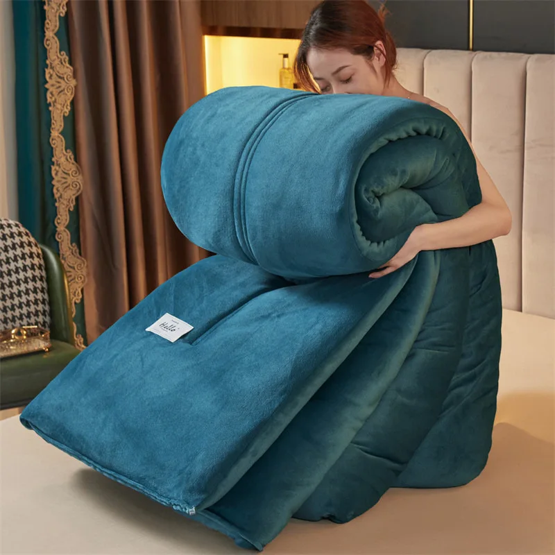 Wholesale Customized Thicken Fleece Milk Polyester Filling Warm Winter Quilt for Full Twin Queen King Size