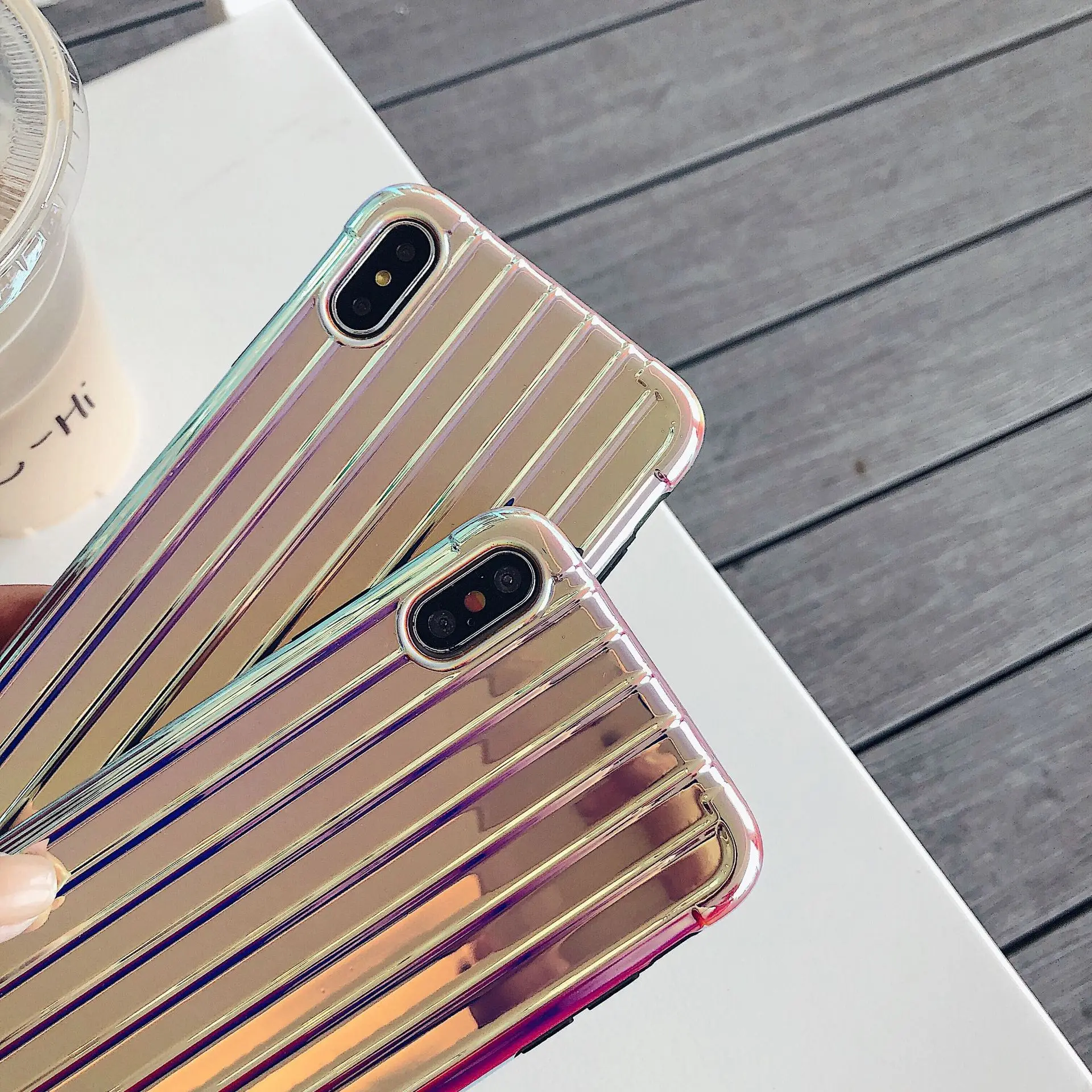 3D полосатый покрытие чемодан чехол для телефона iPhone 6 6s 7 8 Plus роскошный цвета: золотистый серебристый X XR XS Max модная накладка на заднюю