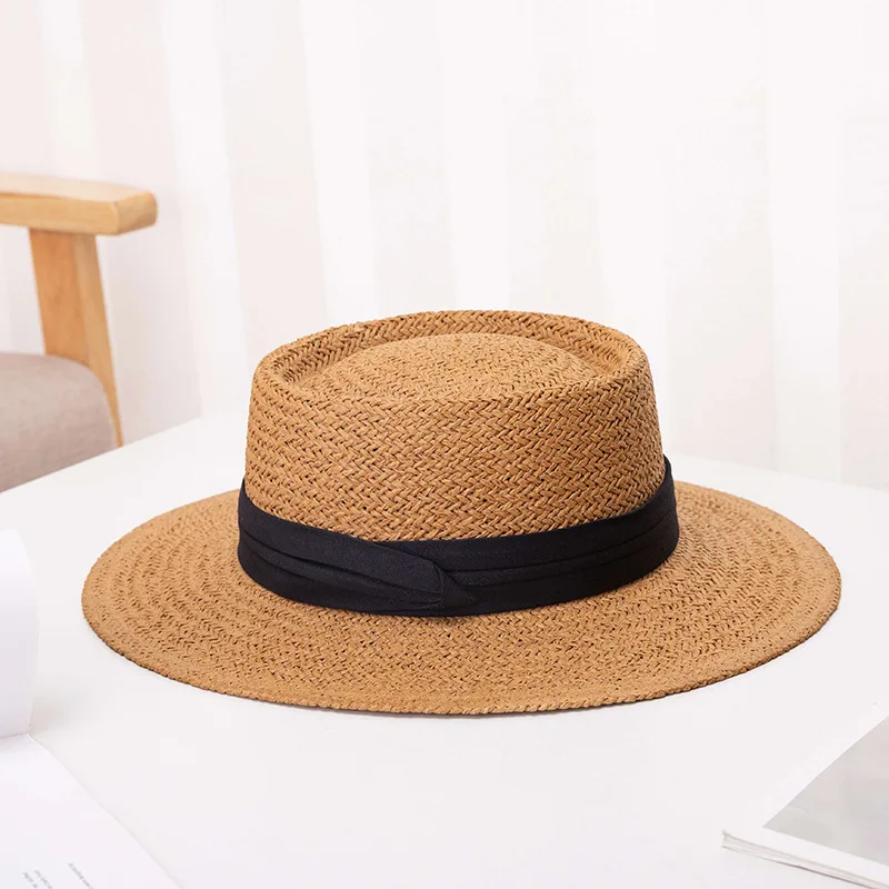 Women New Summer Flat Top Big Eave Hat Outdoor Travel Sun protection Beach Hat Net Red Top Hat Wholesale