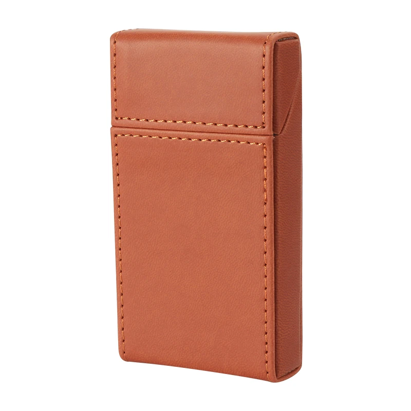 2024 Wholesale 20pcs Slender Cigarette Pu Leather Magnetic Buckle Cigarette Box Hot Selling Men Portable Leather Cigarette Case