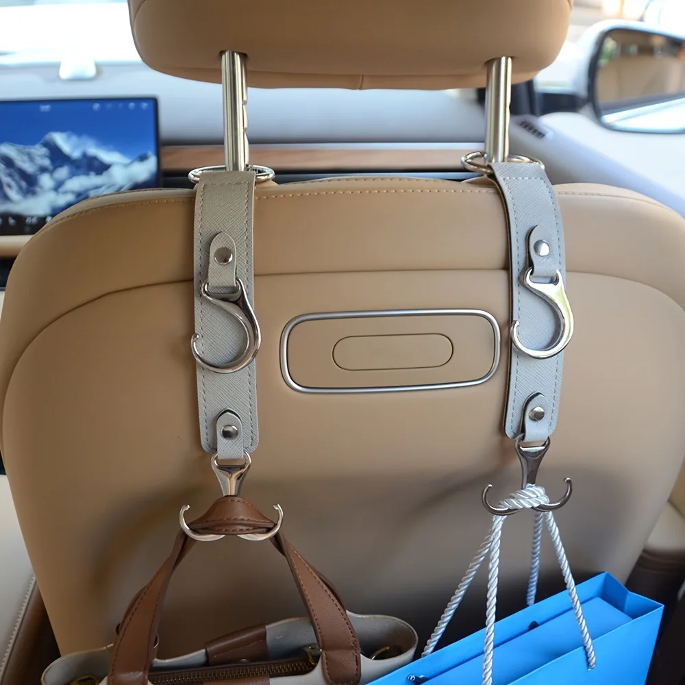 Car Seat Headrest Hook Leather Hidden Hook Auto Back Seat Organizer Hanger Handbag Clothes Bracket Auto Interior Accessories