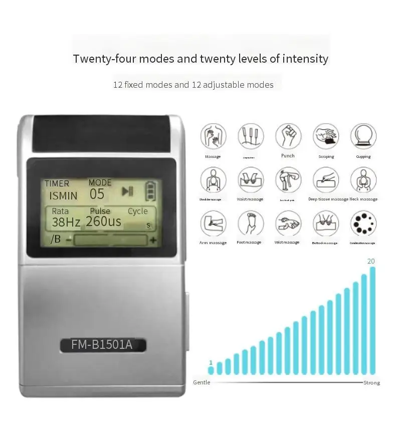 Medium and low frequency pulse DIY adjustable frequency pulse width therapy instrument US510K meridian digital massager