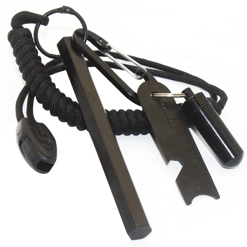 Outdoor Adventure Flint and Steel Fire Starter Kit with 5 x 1/2 Inch Hexagon Ferro Rod Fire Starter