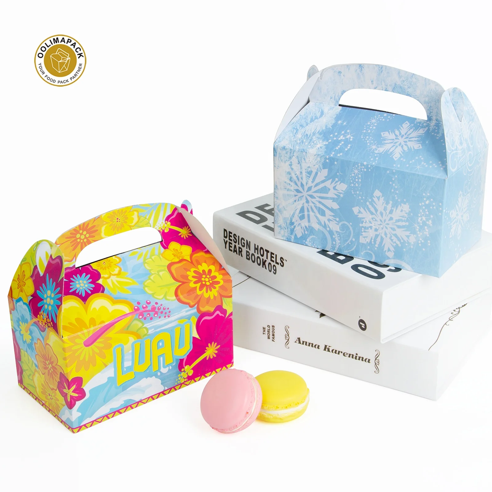 Wholesale birthday disposable custom take away paper bakery dessert gift cake box packaging design with handle box