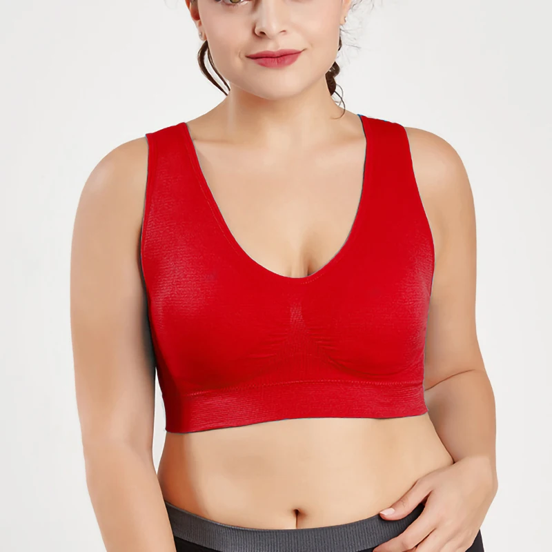 Девушки бесшовный спортивный бюстгальтер Плюс Размер Красочные без косточек жилет никаких следов Йога регулировка бюстгальтер без провода бюстгальтер с эффектом пуш ап
