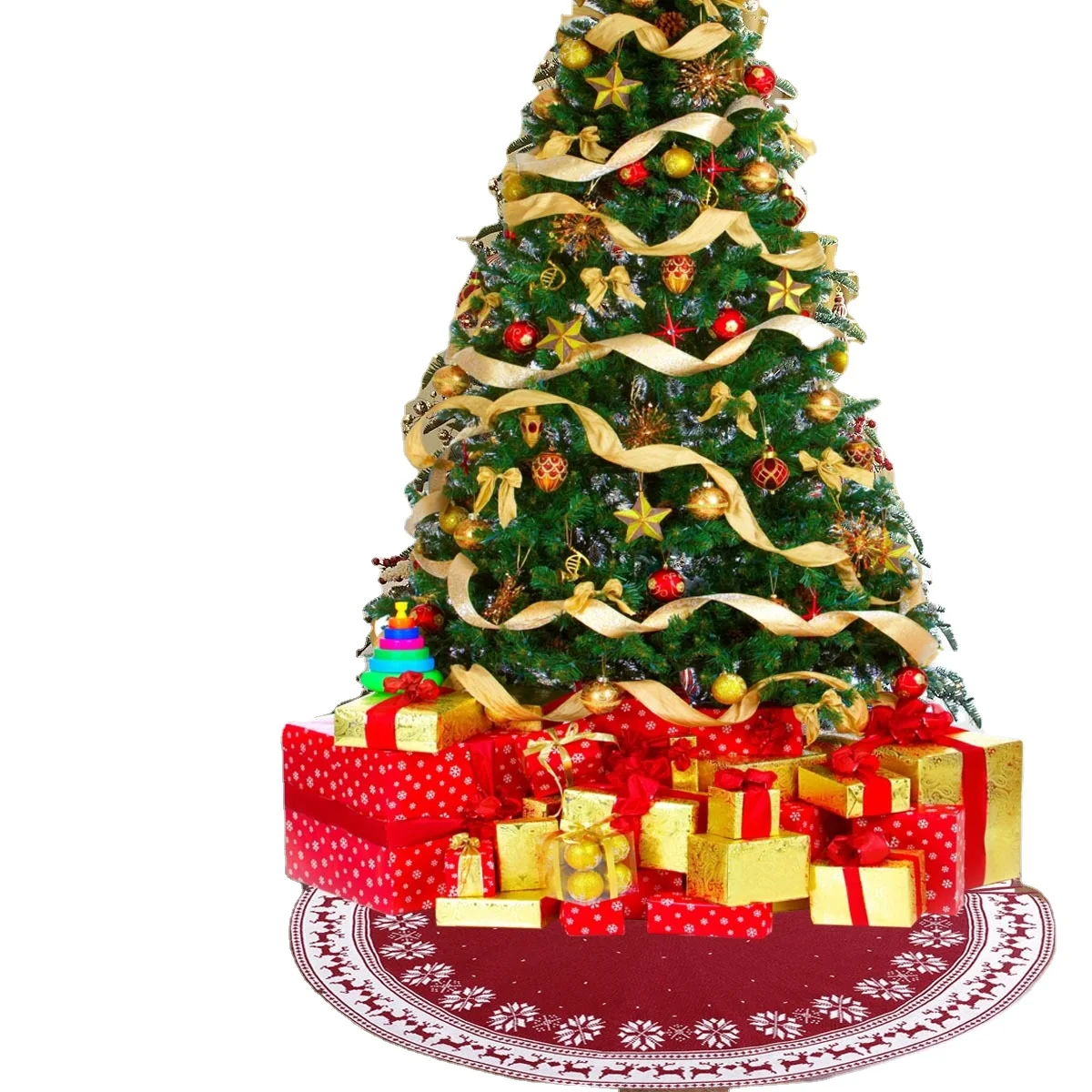 Christmas Tree Skirt Decor Bottom Floor Mat Cover Merry Xmas Decoration Supplies Christmas Tree Skirt With Snowflake Printed