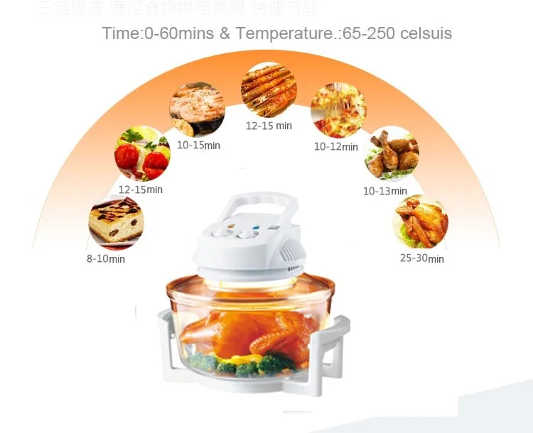 1400W 1300w 1200w new white home kitchen pastry recipes convection bulbs china flavorwave 12l halogen oven