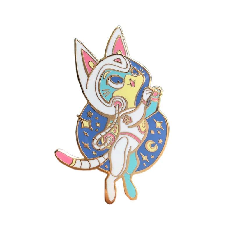 Astronaut pin badges Cute Cartoon rabbit design nasa hard enamel pin factory price 1.5inch moq 1pc