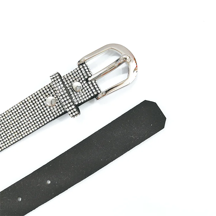Diamond Bling Bling Waistband Custom Oem Pu Leather Luxury Belt For Women