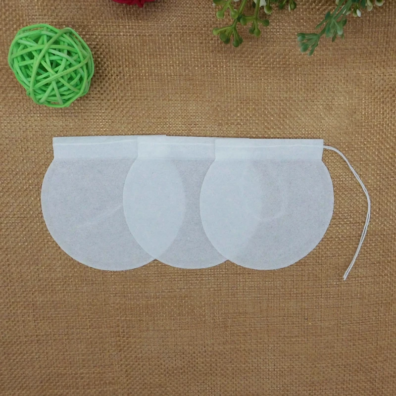 Heat Seal 75mm 3-10g Round Paper Tea Bag Filter Empty Paper Tea Bag With String