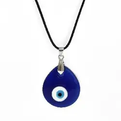Maxery 2021 Fashion Jewelry Blue Turkish Glass Leather Rope Evil Eye Necklace for Women Men Necklaces Pendant