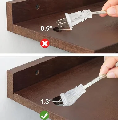 Wood Wall Floating Nightstands Set of 2 with Cable Hole Bedside Table Lightweight Small Night Stand Hanging For Wall Storage