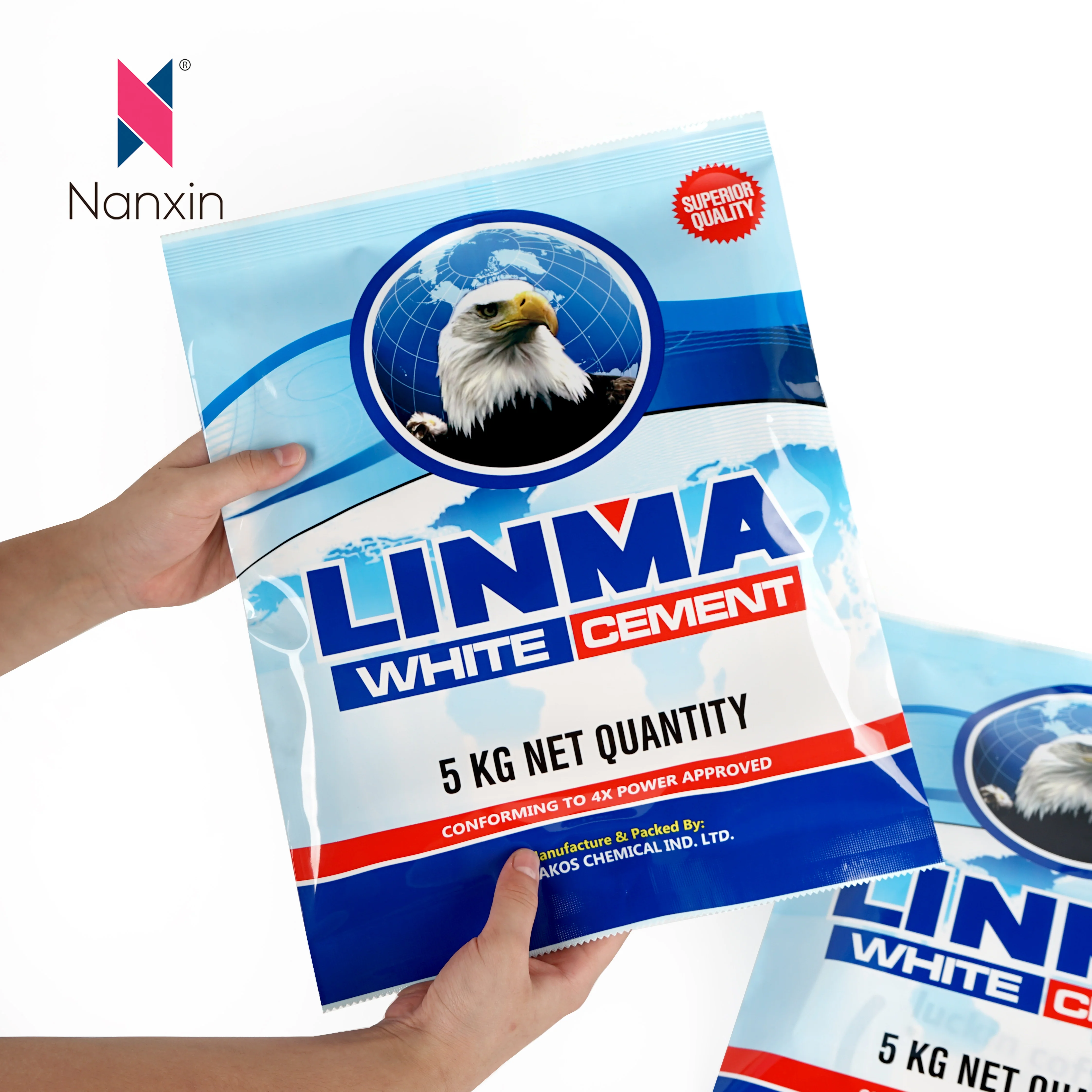 Custom Plastic Waterproof 5kg White Cement Three Side Seal Barbecue Charcoal Packaging Bags