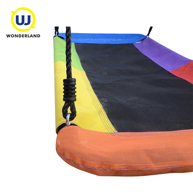 Happy Square Hanging Rainbow Swing Chairs Platform For Child