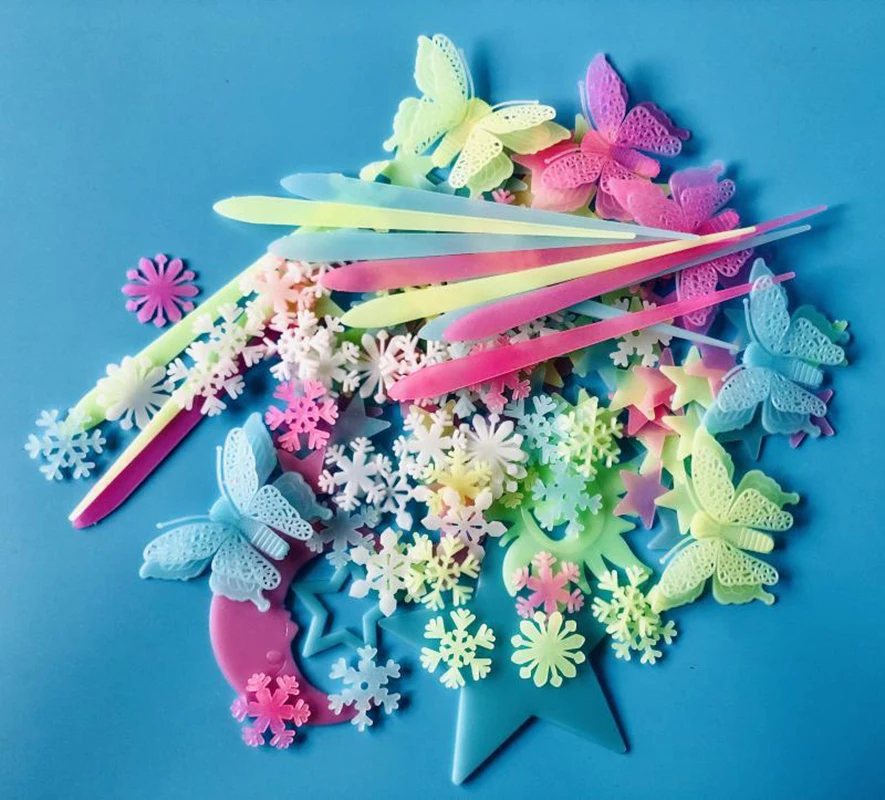 100PCS/Bag 3D Luminous Star Stickers Home Decoration Glow In The Dark Stars Moon Planets Fluorescent Wall Stickers For Kids Room