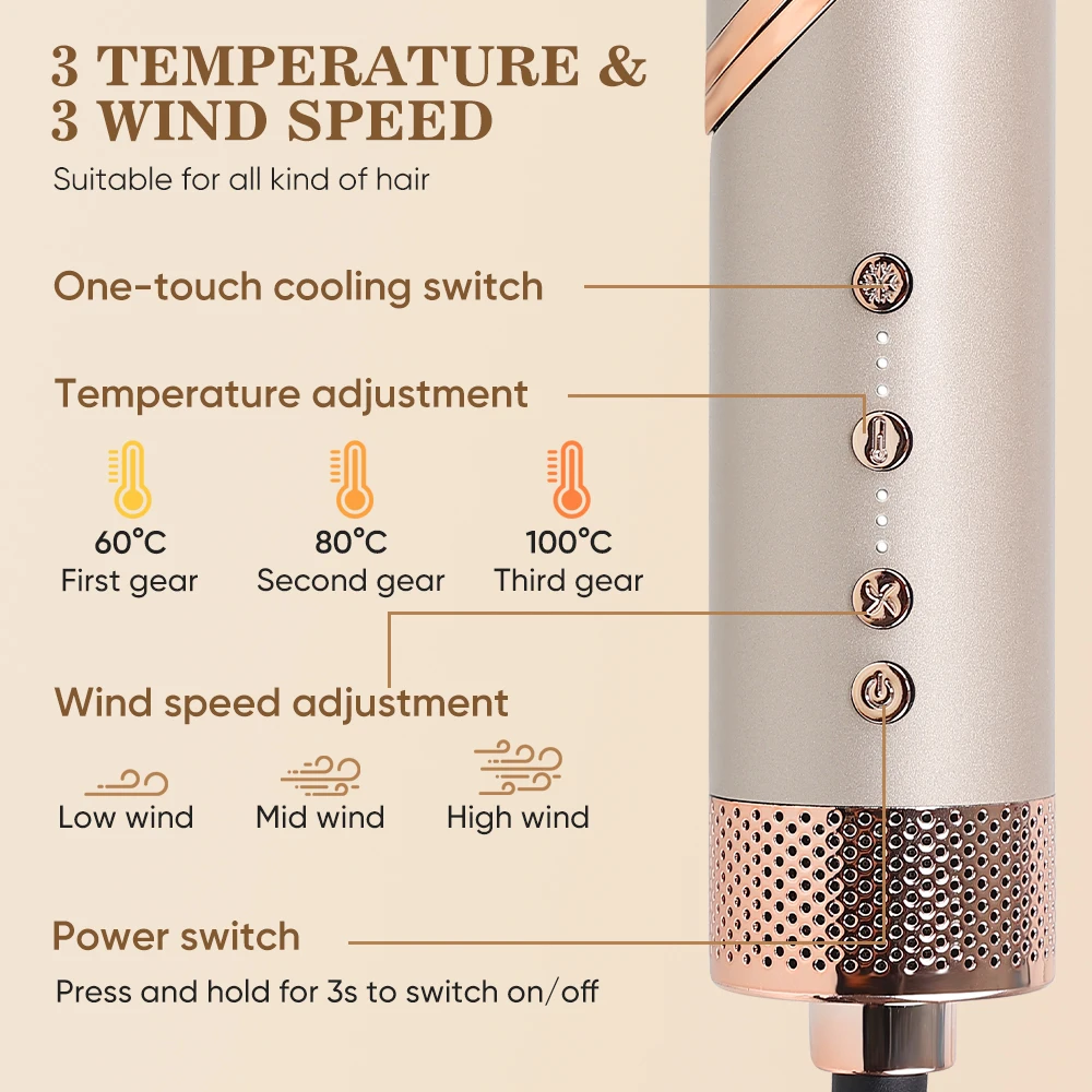 Private Label Brushless Blow Dryer Secador de cabelo Hair Styler bldc Foldable Hiardryer Blow Dryer 5 in 1 High Speed Hair Dryer