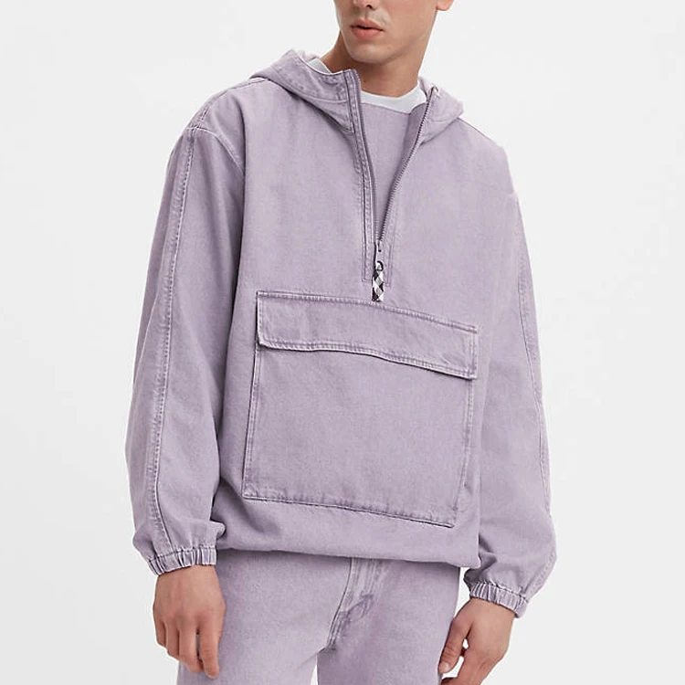 Custom Logo Long Sleeve Shacket Coat Parka Sport Oversized Denim Mens Pullover Men Jean Jackets