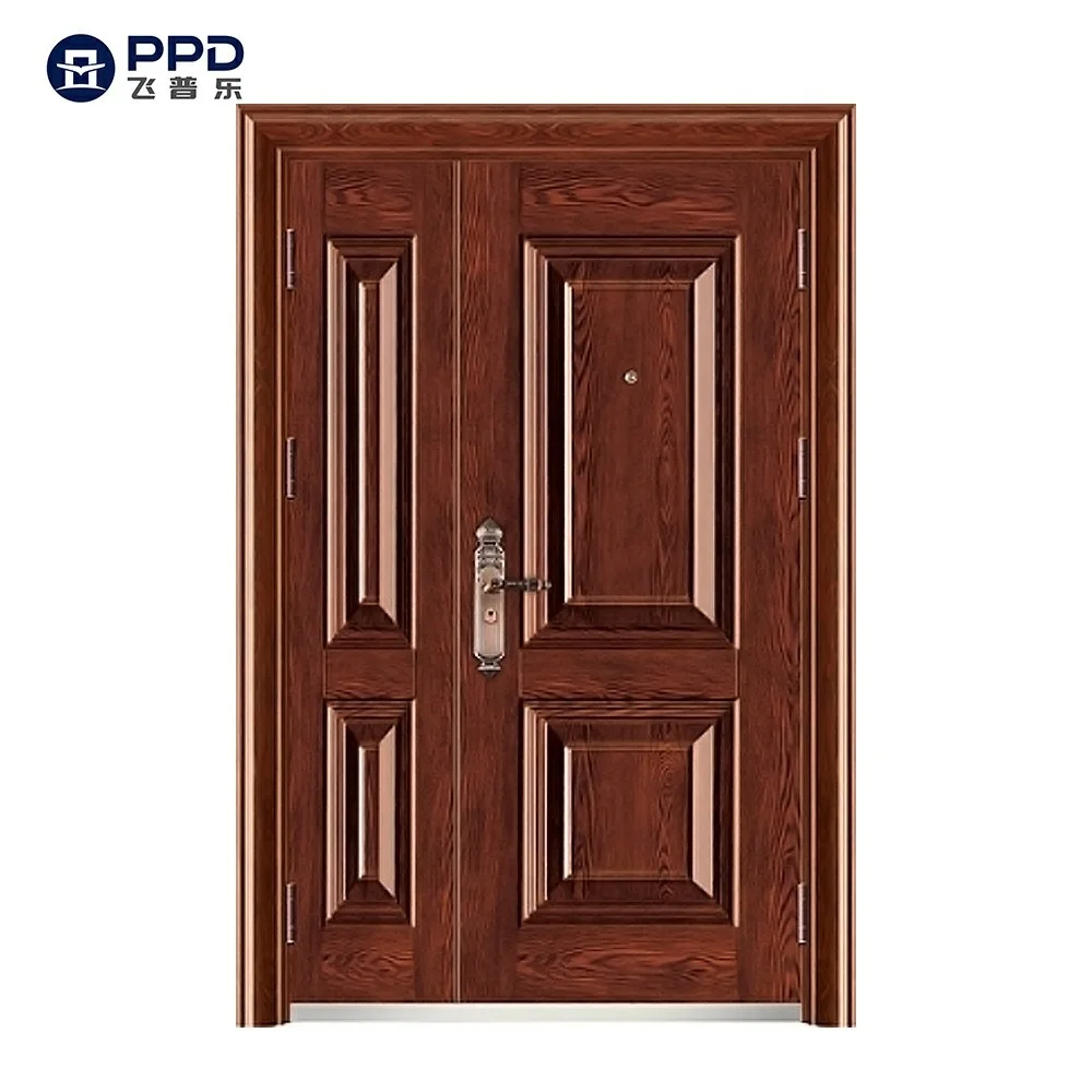 Phipulo One And Half Entrance Security Steel Door Exterior Waterproof Anti-Theft Metal Main Gate