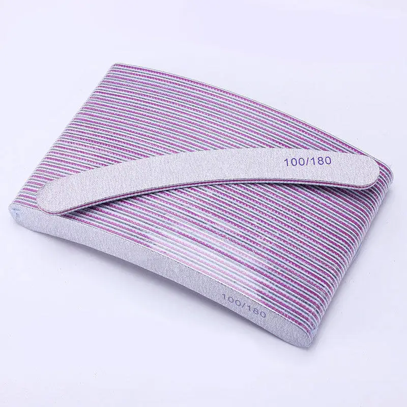 OEM Logo Professional Custom Printing Double Side Disposable Zebra Nail File 100/180 Grit Sandpaper Nail File