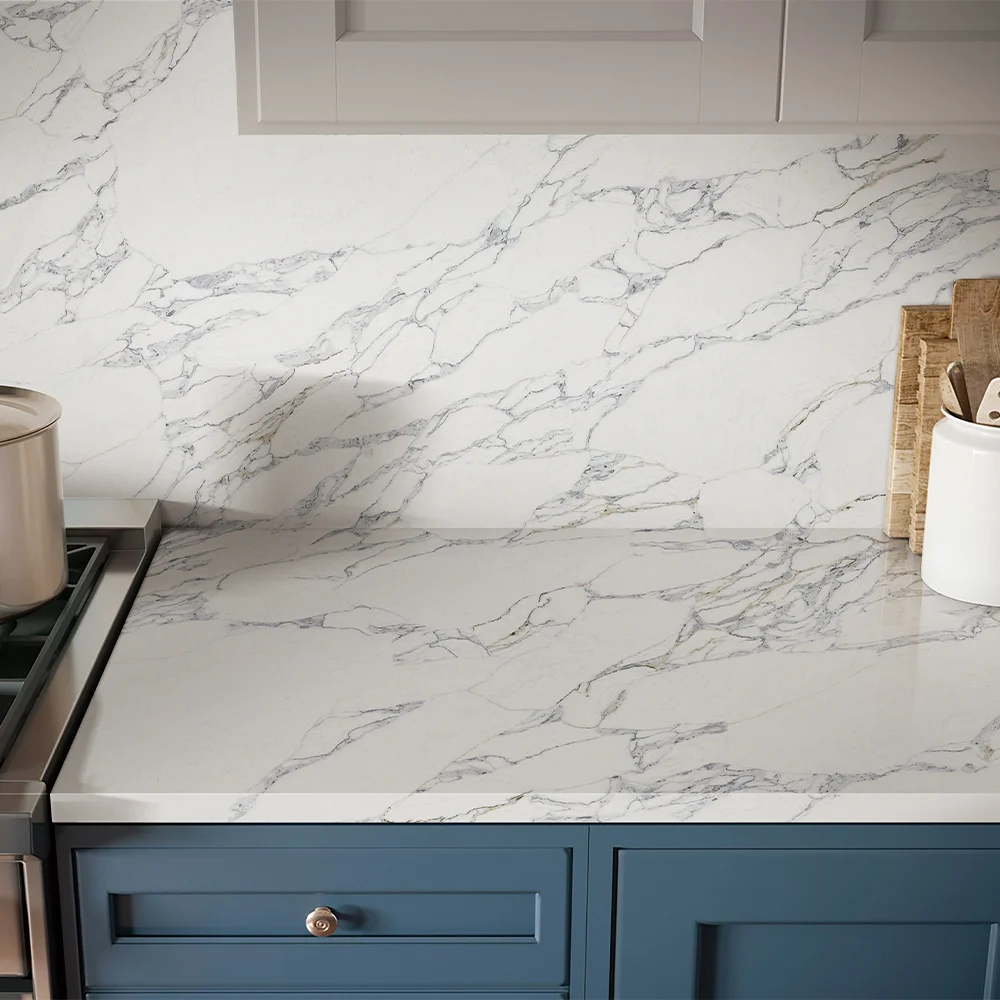 AST OEM/ODM Quartz Cuarzo hot sale  delicate Artificial Stone slab 5118 Arabescato Vagli slabs for kitchen Counter Top