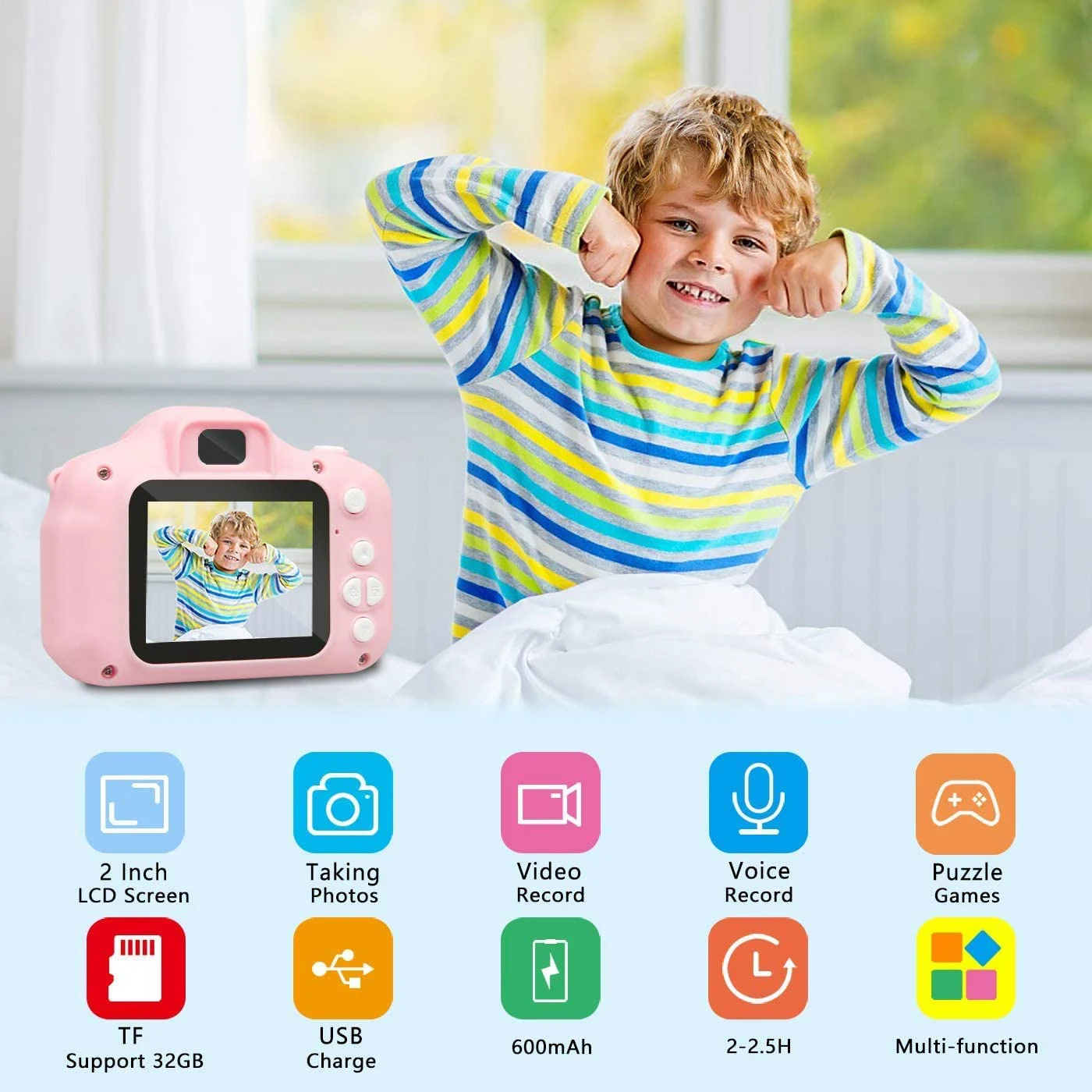 Лидер продаж 2021, Детская цифровая камера X200 с лучшим подарком, распознавание лица, фокус, HD экран 1080p, детская мини-камера X2 X200