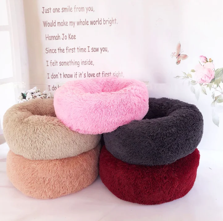 High Quality Autumn Winter Calming Shag Long Fur Donut Cuddler Pet Mat Dog House for Small and Medium Pets