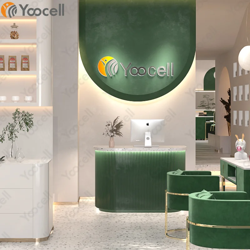 Yoocell 2021 новейшее популярное в Instagram офисное оборудование с вертикальными полосками зеленый салон офис спа стойка