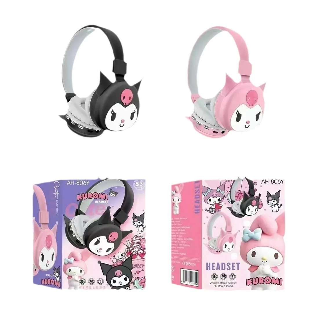 Wholesale Sanrioed Kuromi Wireless Bluetooth Headset Computer Mobile Music Stereo Noise Canceling Sports Headset YY254