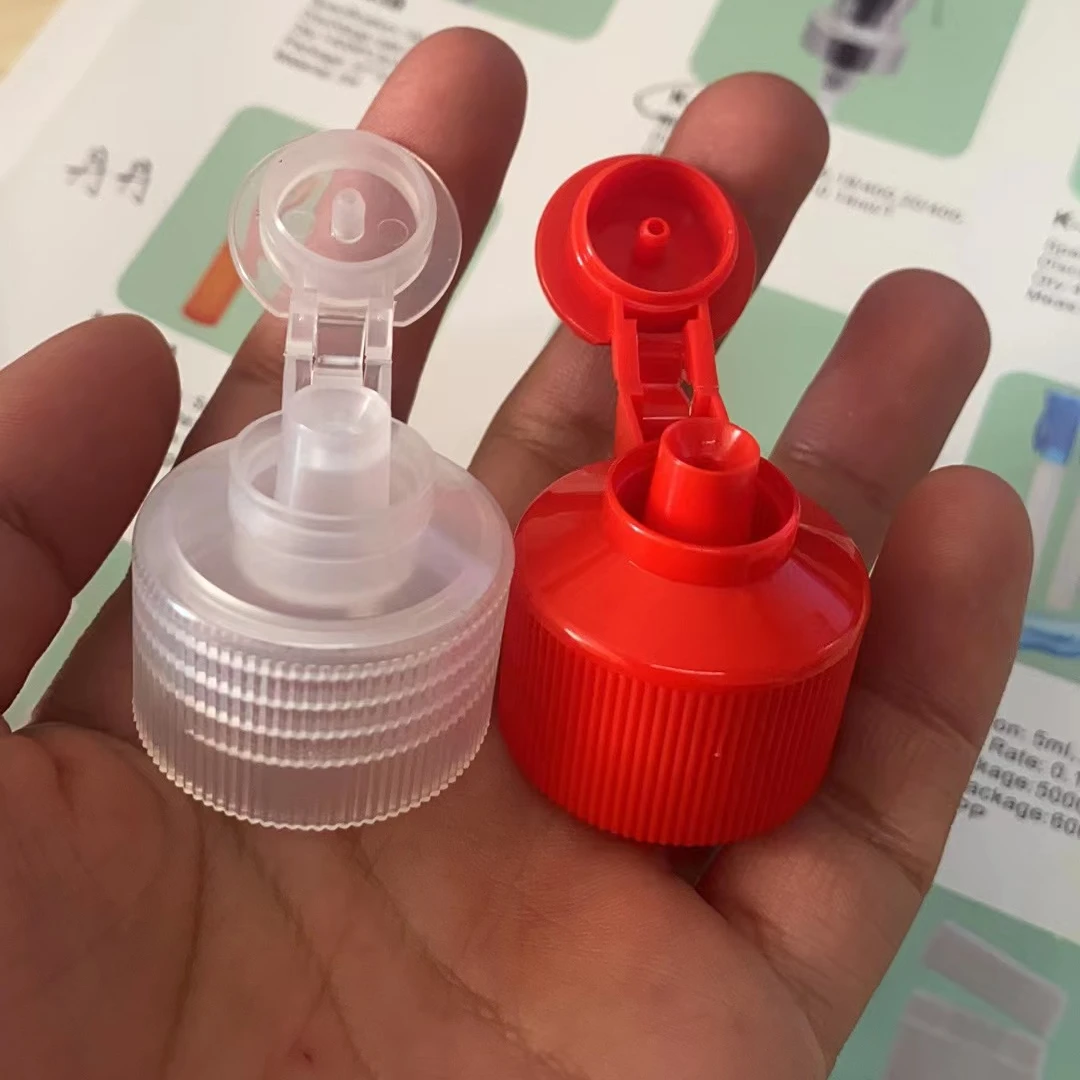 PP Cap Red Color  Flip Top Bottle Cap 28/400 for 1 liter Shampoo Bottle Plastic PP