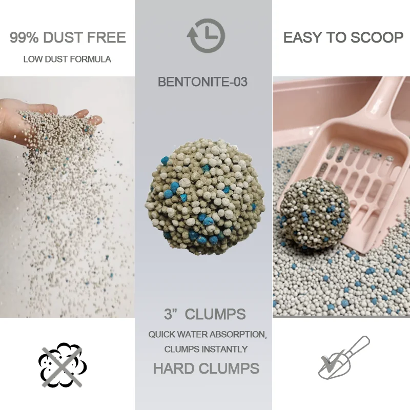 Deodorant Strong Clumping Pet Product Popular Bulk Eco-Friendly Bentonite Cat Litter sand  Wholesale