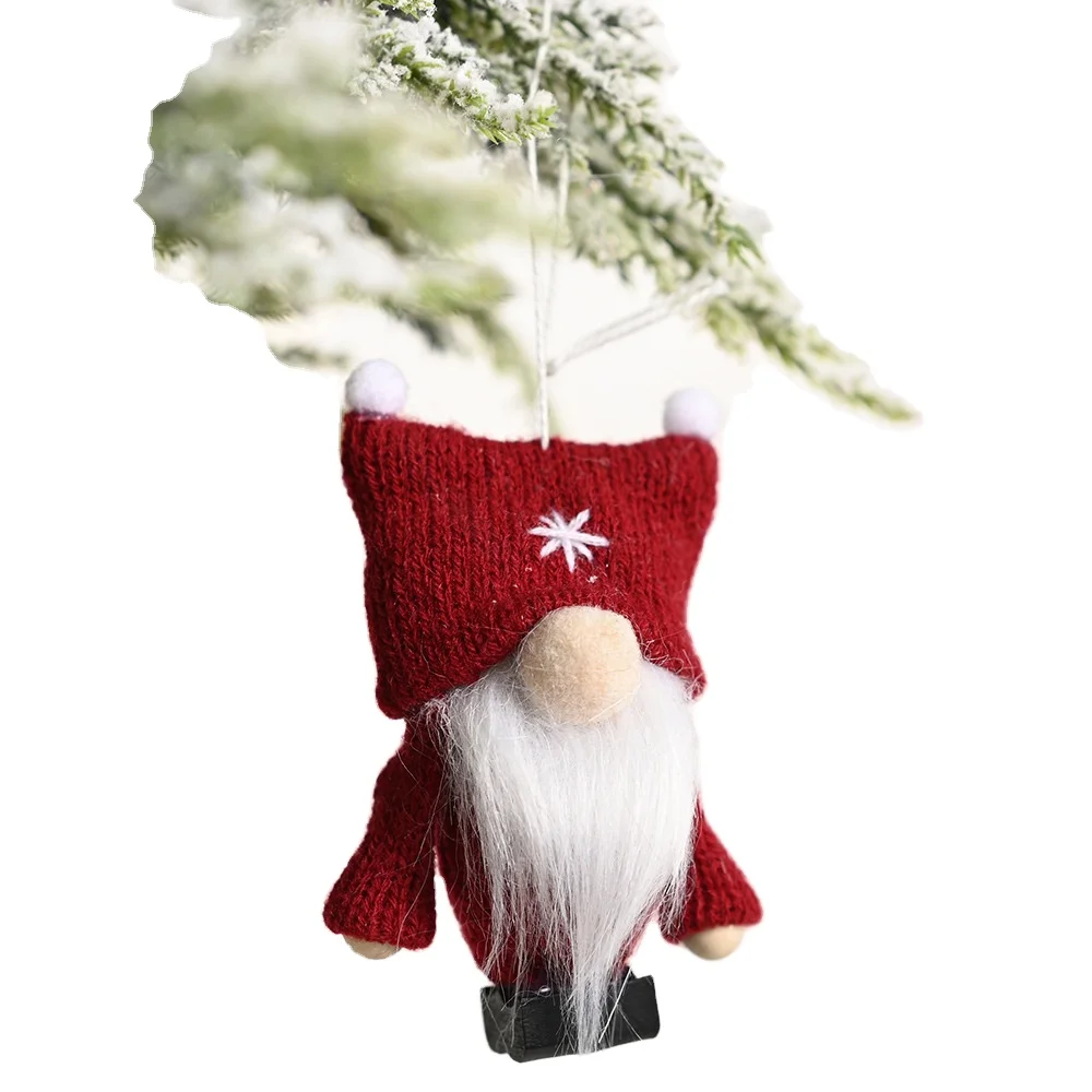 Christmas new decoration supplies double ball cap forest old man knitted pendant Christmas tree decoration pendant wholesale