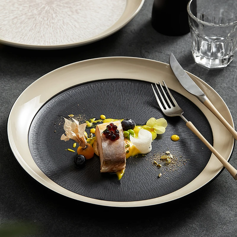 Japanese ceramic 11 inch advanced sense of light luxury western dinner plate beautiful hotel special plate