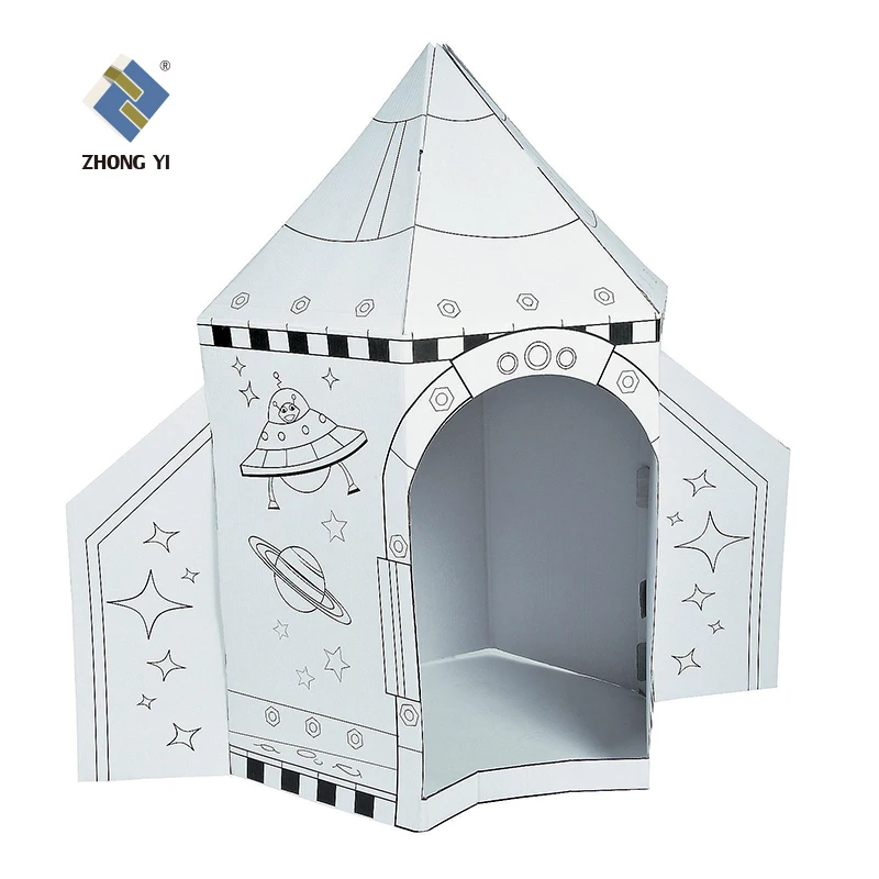 cardboard toy with 6-12 pens kids art and craft painting toys diy toys cardboard play house