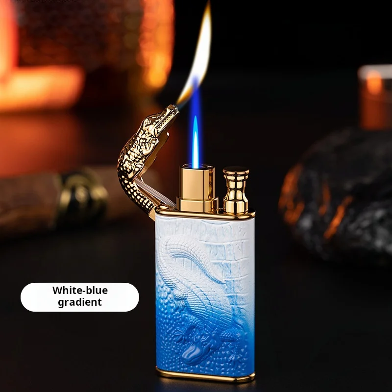 Unique Crocodile Head Gas Lighter with 3D Sculpture Flame Conversion and Jet Flame for Household and Outdoor Use