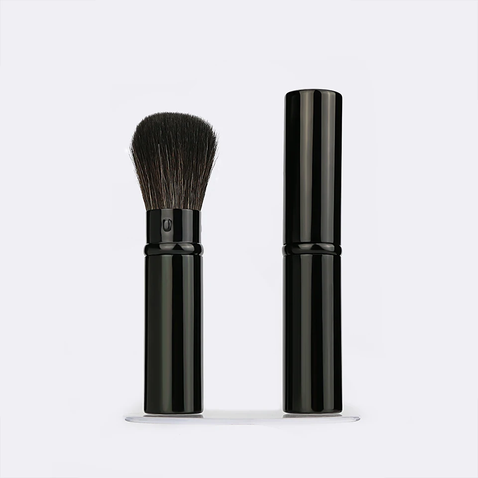 BEILI Retractable Black Kabuki Brush for Liquid Cream Powder Face Makeup with Aluminum Handle Pinceaux Maquillage Professionnel